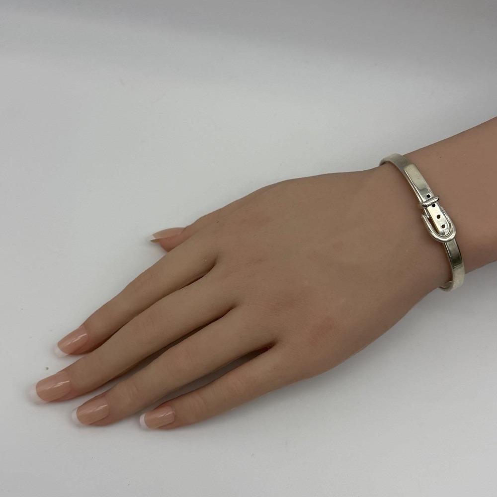VTG Taxco Mexico Sterling Silver Hinged Belt Buckle Bangle Bracelet Adjustable - Picture 2 of 9